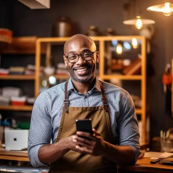 South African small business owner using mobile website